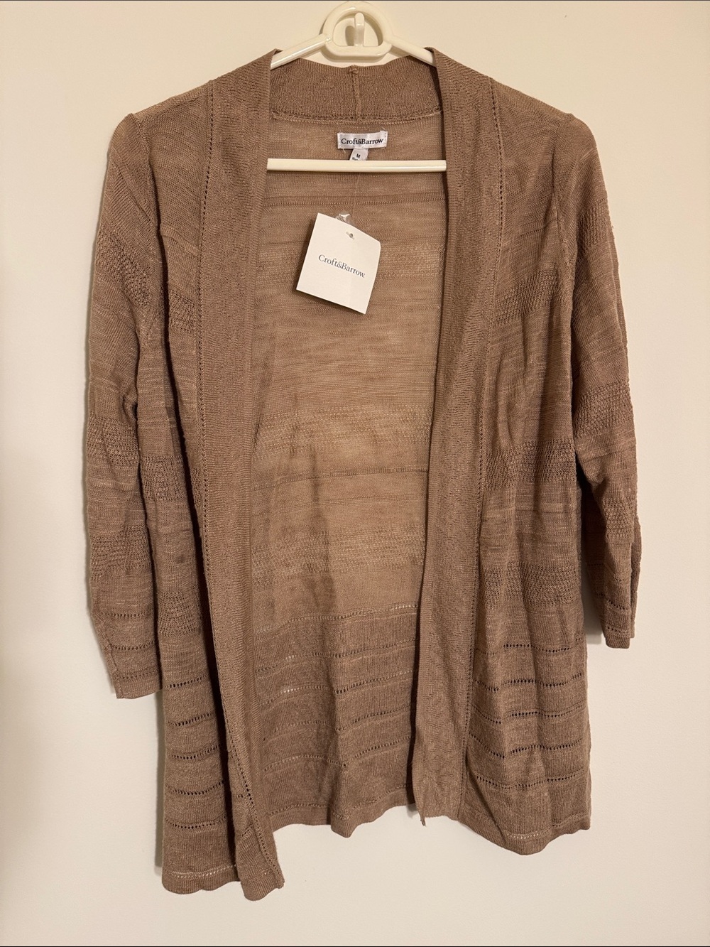 Coldwater Creek Taupe Open Draped Cardigan